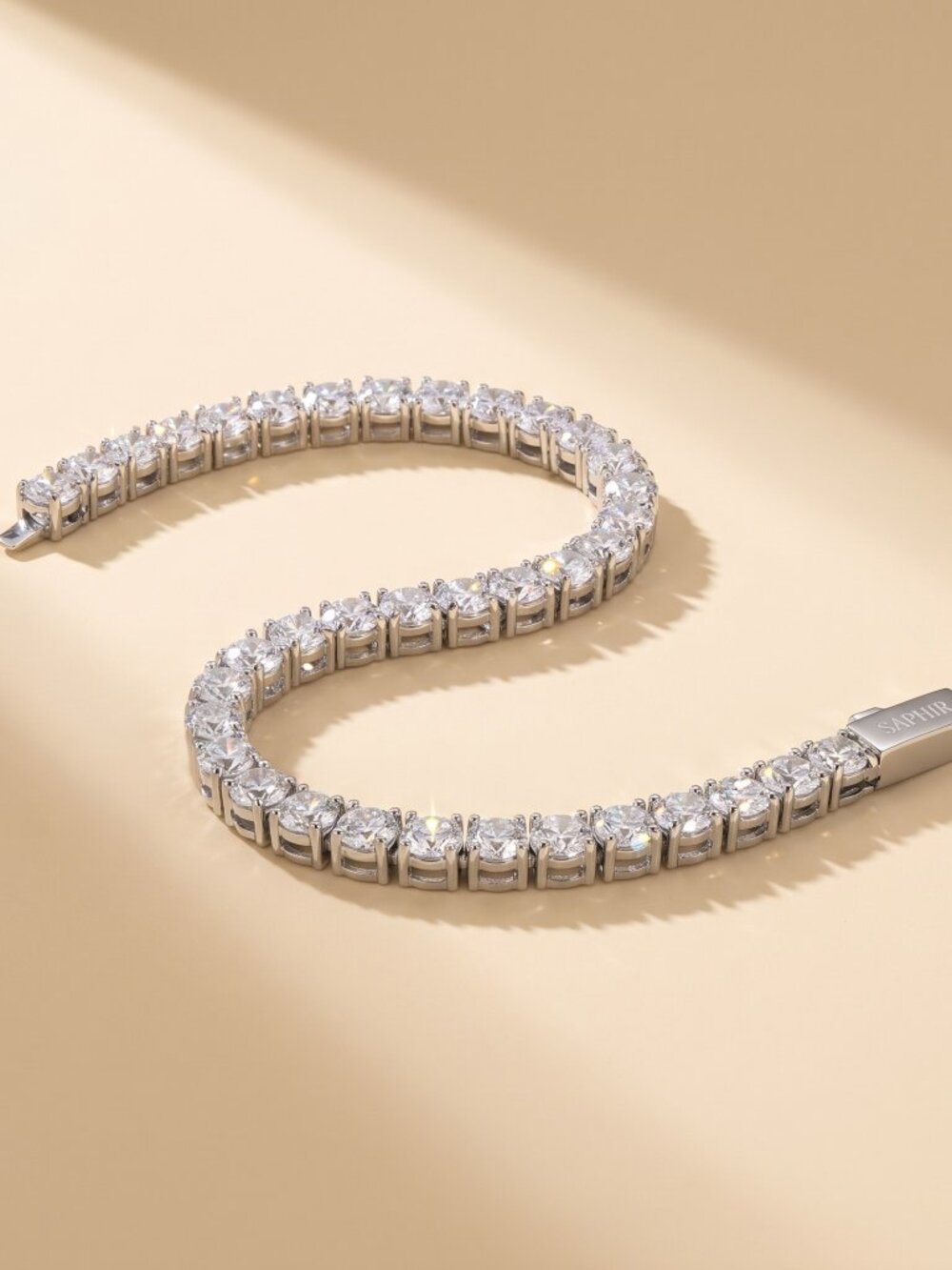 Mens Moissanite Tennis Bracelet Silver 8 Inch 4mm VVS1 Passes Tester Durable